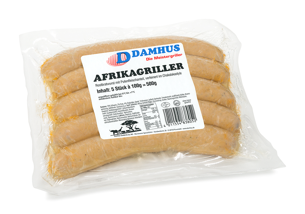 Damhus Afrikagriller, 5x100g, Naturdarm Damhus Afrikagriller, 5x100g, Naturdarm