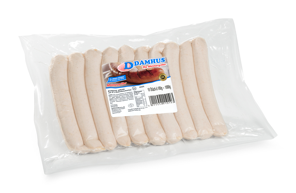 Damhus Bratwurst, 10x100g, past., Naturdarm